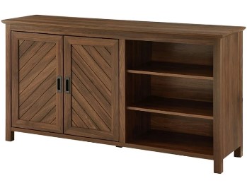 Stanley Ranger Dark Walnut Finish Console with Angled Groove Accents