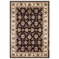 KAS Cambridge Black & Ivory Kashan Area Rug 5-3 x 7-7