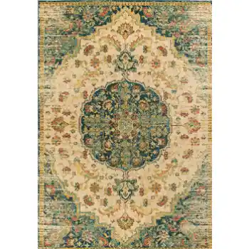 KAS Casablanca Sand & Teal Condesa Area Rug 5-3 x 7-7