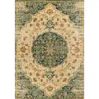 KAS Casablanca Sand & Teal Condesa Area Rug 5-3 x 7-7