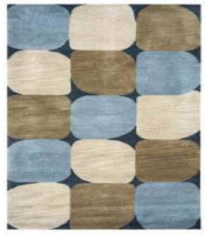 Rizzy Blue, Beige & Brown Stones 2-6x8 Handtufted Wool Area Rug Runner