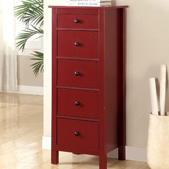 Furniture of America Launces Red 5-Drawer Accent Chest