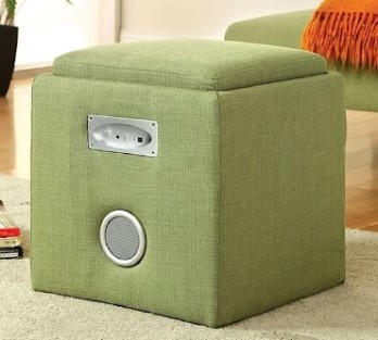 Furniture of America Green Bluetooth Speaker Storage Ottoman