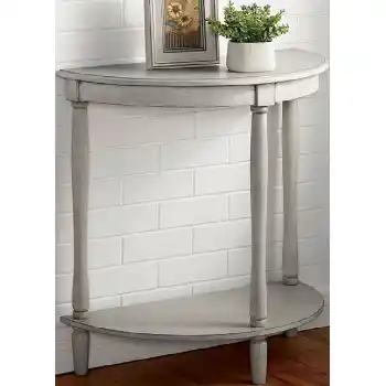 Furniture of America Menton White Half-Round Accent Console