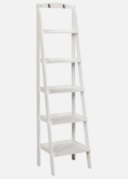 Furniture of America Theron White Ladder Bookcase with Hooks