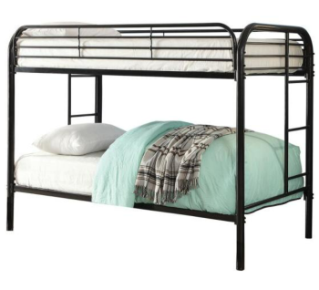 FOA Opal Black Metal Twin Over Twin Bunk Bed