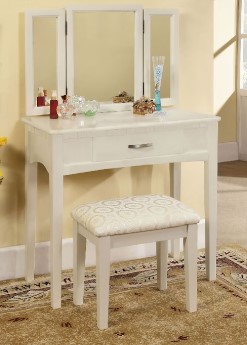 Furniture of America White Vanity with Stool