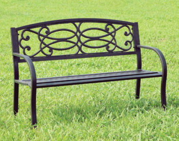 FOA Potter Black Metal Outdoor Bench