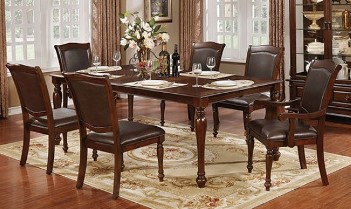 Furniture of America Sylvana Dining Set with 4 Side Chairs & 2 Arm Chairs (floor model only - damaged leaf)