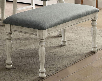 Furniture of America Antique White & Charcoal Fabric Bench