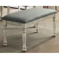 Furniture of America Antique White & Charcoal Fabric Bench
