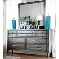 Furniture of America Daphne Grey Dresser with Mirror & Hidden Drawer