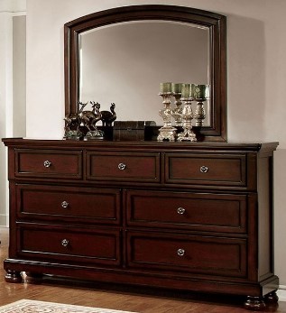 Furniture of America Northville Dark Cherry Finish 7-Drawer Dresser with Mirror