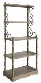 Crestview Scrolling Iron & Hardwood Bakers Rack/Bookcase