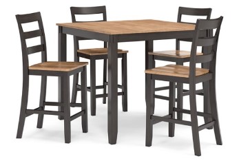 Ashley Garrison Black & Natural Finish Counter-Height Dining Set with 4 Barstools