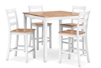 Ashley Garrison White & Natural Finish Counter-Height Dining Set with 4 Barstools