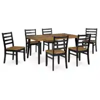 Ashley Brendan Black & Maple Finish Dining Set with 6 Chairs