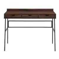 Stanley Ranger Dark Walnut 3-Drawer Desk with Metal Frame