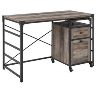 Stanley Ranger Grey Finish Wood-Look Desk with Metal Frame