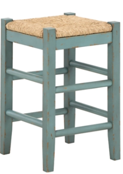 Ashley Miriam Teal Backless Barstool with Faux Wicker Seat