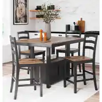 Ashley Willamette Black & Maple Finish Counter-Height Dining Set with 4 Barstools