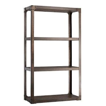 Top-Line Distressed Metal & Hardwood Wide Bookcase