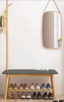 Furniture of America Bamboo Hall Tree with Bench & Shoe Storage