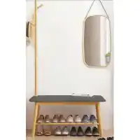 Furniture of America Bamboo Hall Tree with Bench & Shoe Storage