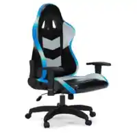 Ashley Lux Black & Grey Faux Leather Gaming Desk Chair with LEDs