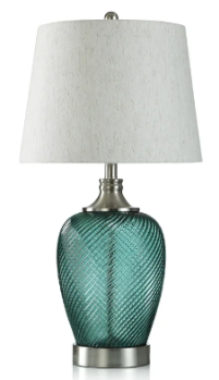 Stylecraft Oceanside Aqua Swirl Glass Table Lamp