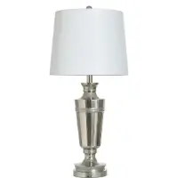 StyleCraft Polished Nickel Table Lamp with Tapered White Shade