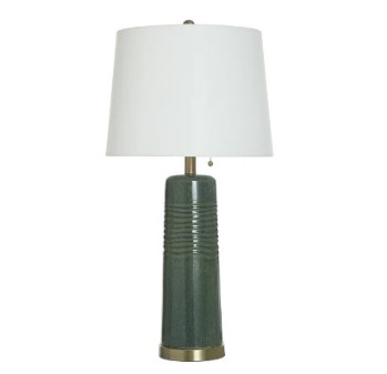 Stylecraft Dark Teal Ceramic Table Lamp with Gold Accents