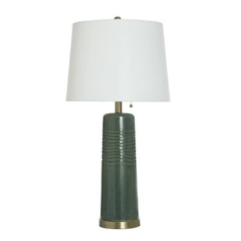 Stylecraft Dark Teal Ceramic Table Lamp with Gold Accents