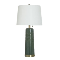 Stylecraft Dark Teal Ceramic Table Lamp with Gold Accents