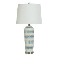 Stylecraft Ivory & Blue Table Lamp with Round White Shade