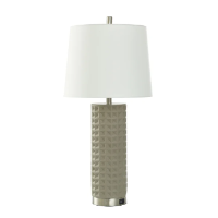 Stylecraft Dark Taupe Resin Table Lamp with Round White Shade & USB