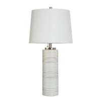 Stylecraft Ivory Pastel Striped Table Lamp with Round White Shade