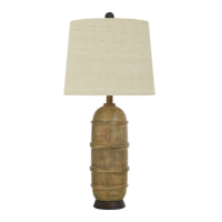 Stylecraft Contoured Bronze Table Lamp with Round Beige Shade