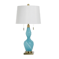Stylecraft Wood-Look Sculpted Table Lamp with Round Light Beige Shade