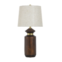 Stylecraft Mahogany Finish Table Lamp with Round Beige Shade