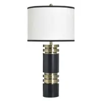 Stylecraft Black & Gold Table Lamp with Round White & Black Shade