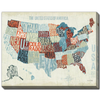 Streamline Modern Map USA 22x28 Wall Art