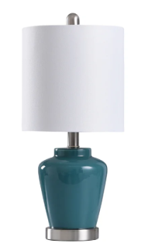 Stylecraft Blue Ceramic Table Lamp with Silver Accents