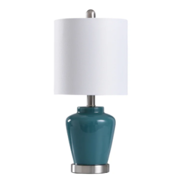 Stylecraft Blue Ceramic Table Lamp with Silver Accents