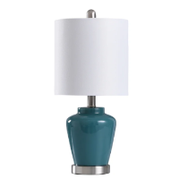 Stylecraft Blue Ceramic Table Lamp with Silver Accents