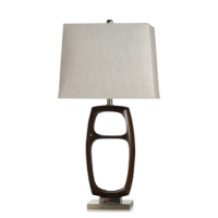 Stylecraft Wood Bridge Table Lamp with USB & Outlet