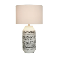 Stylecraft Patterned White Table Lamp with Round White Shade