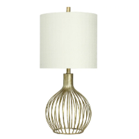 Stylecraft Vintage Gold Table Lamp with Round Ivory Shade