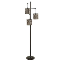 Stylecraft Antique Bronze 3-Arm Floor Lamp with Hand Woven Shades
