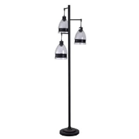 Stylecraft Brushed Black 3-Arm Floor Lamp with Glass & Metal Shades